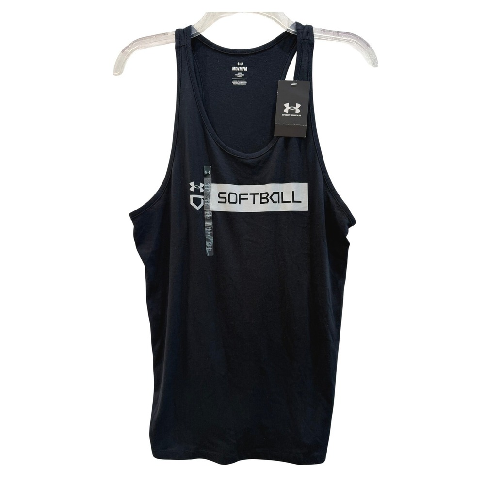 Under Armour Softball Tank Top Women's Medium Black Loose Fit Racerback NWT